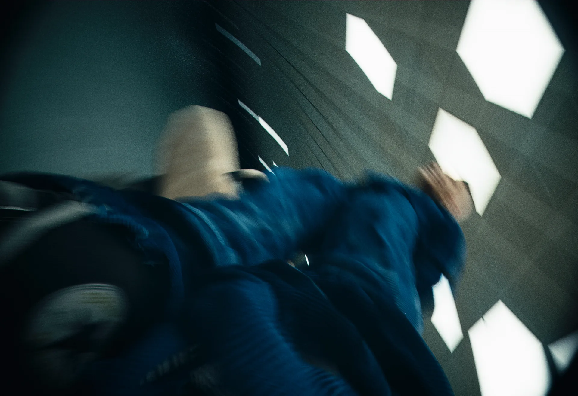 Full-CG Backrooms shot from a body-mounted camera POV